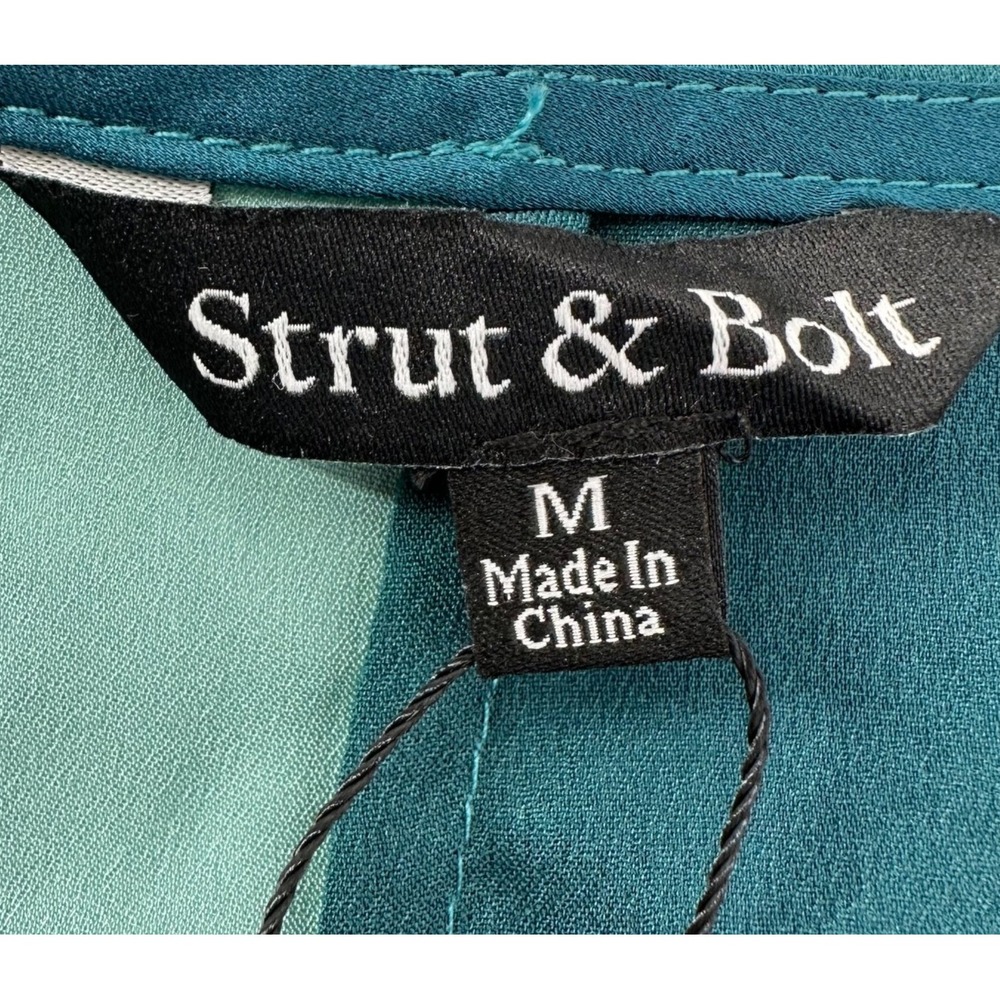 STRUT & BOLT Jade Green and Dark Teal Wrap Blouse BodySuit Women's Medium NEW - Picture 4 of 10